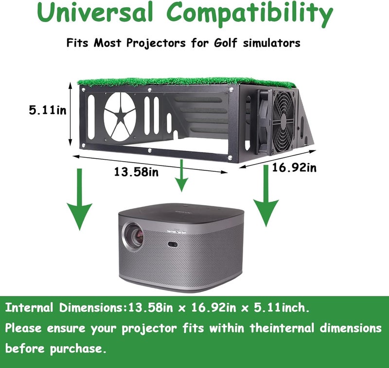 BEUTFQL Metal Golf Simulator Projector Cover - Floor Mounted Enclosure for LED Projectors with Cooling Fan - Durable Protection for Your Golf Simulation.Ideal Golf Gift - Image 2